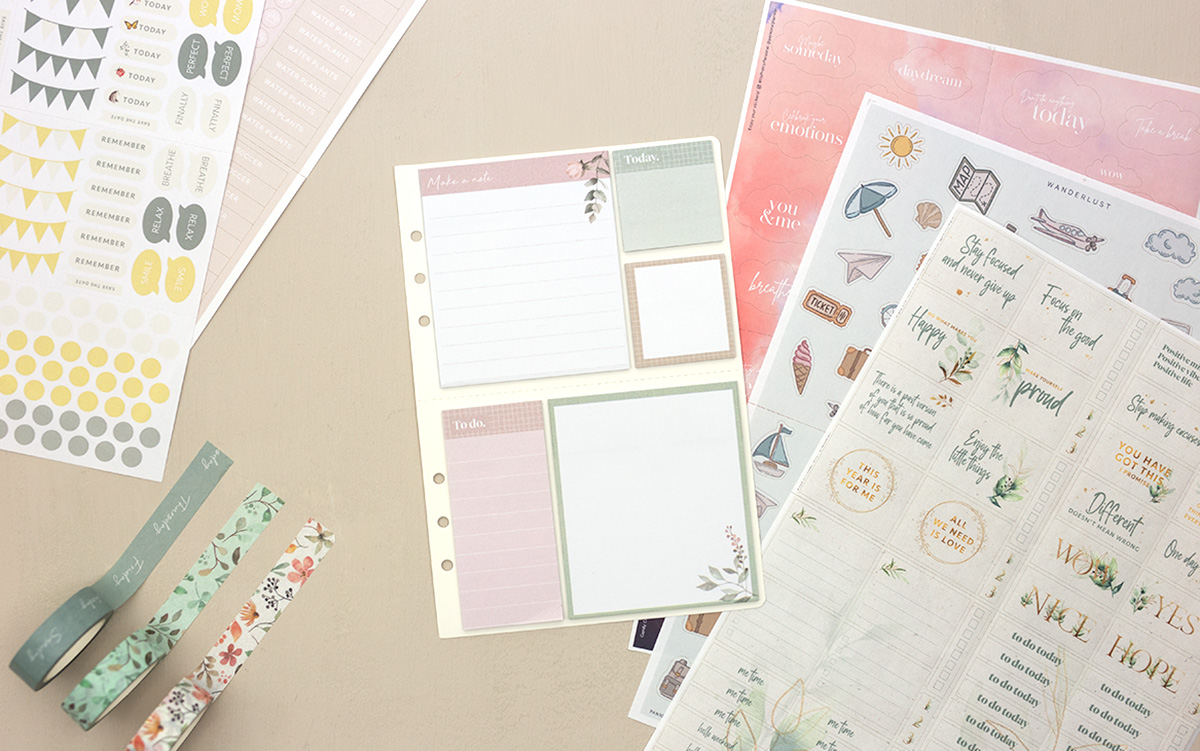 Sticker, Washi Tape und Sticky Notes für deinen Kalender