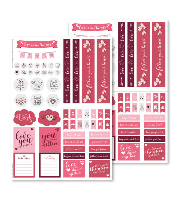 Klistermärken Hugs & Kisses (Spread) 2-pack - rosa