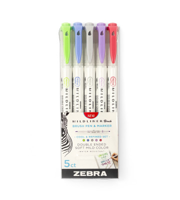 Överstrykningspenna Zebra Mildliner Brush Cool & Refined 5-pack