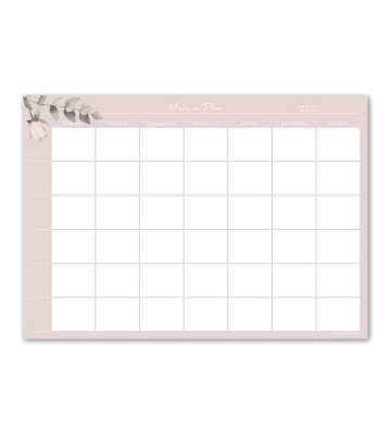 Kalenderblokk Bloom Månedsplanlegger - rosa