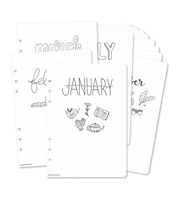Refill Pages Monthly Cover Pages A5 12 Pack (Organizer)