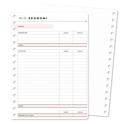 Snap in refill-sidor Ekonomi vergripande budget 12-pack A5