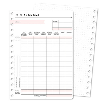 Snap in refill-sidor Ekonomi detaljerad budget 12-pack A5