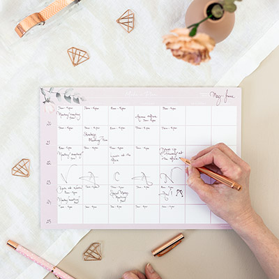Desk Pad Planner - Bloom - Monthly - Pink