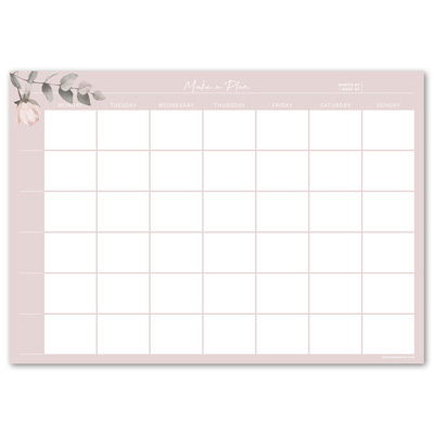 Kalenderblock Bloom Månadsöversikt - rosa