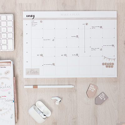 Desk Pad Planner - Classic - Monthly - Beige