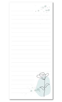 Notepad Floral Lines Magnetic - White/Turquoise