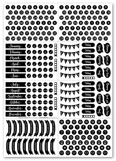Klistermärken Bujo Numbers (Minis) - svart