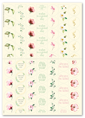 Klistermärken Blushing Blooms (Rounds)