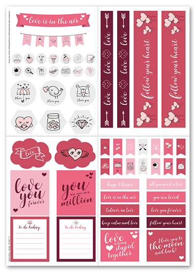 Klistremerker Hugs & Kisses (Spread) 2-pakk - rosa