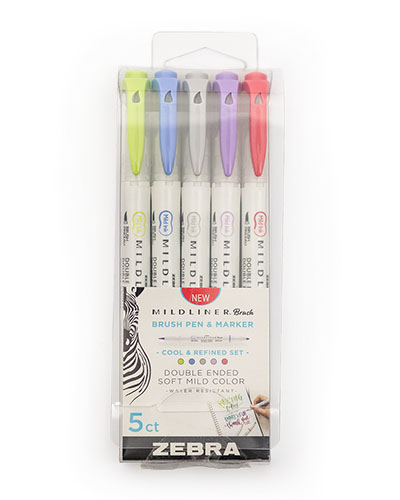 Överstryknings-pennor Zebra Mildliner Brush 5-pack - Cool & Refined