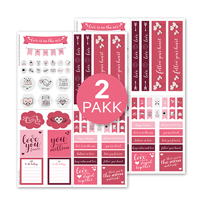 Klistremerker Hugs & Kisses (Spread) 2-pakk - rosa
