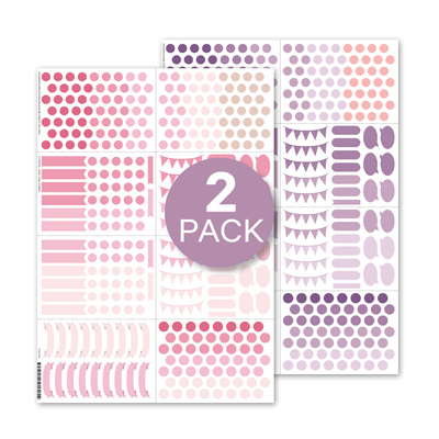 Stickers Plain & Simple (Minis) 2 Pack - Pink/Purple