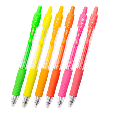 Ballpoint Pen Pilot G2 Neon 6 Pack